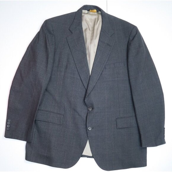 BLOOMINDALES PETERBOROUGH ROW - MEN'S GRAY PLAID WOOL BLAZER JACKET - SIZE 46L - Picture 1 of 6